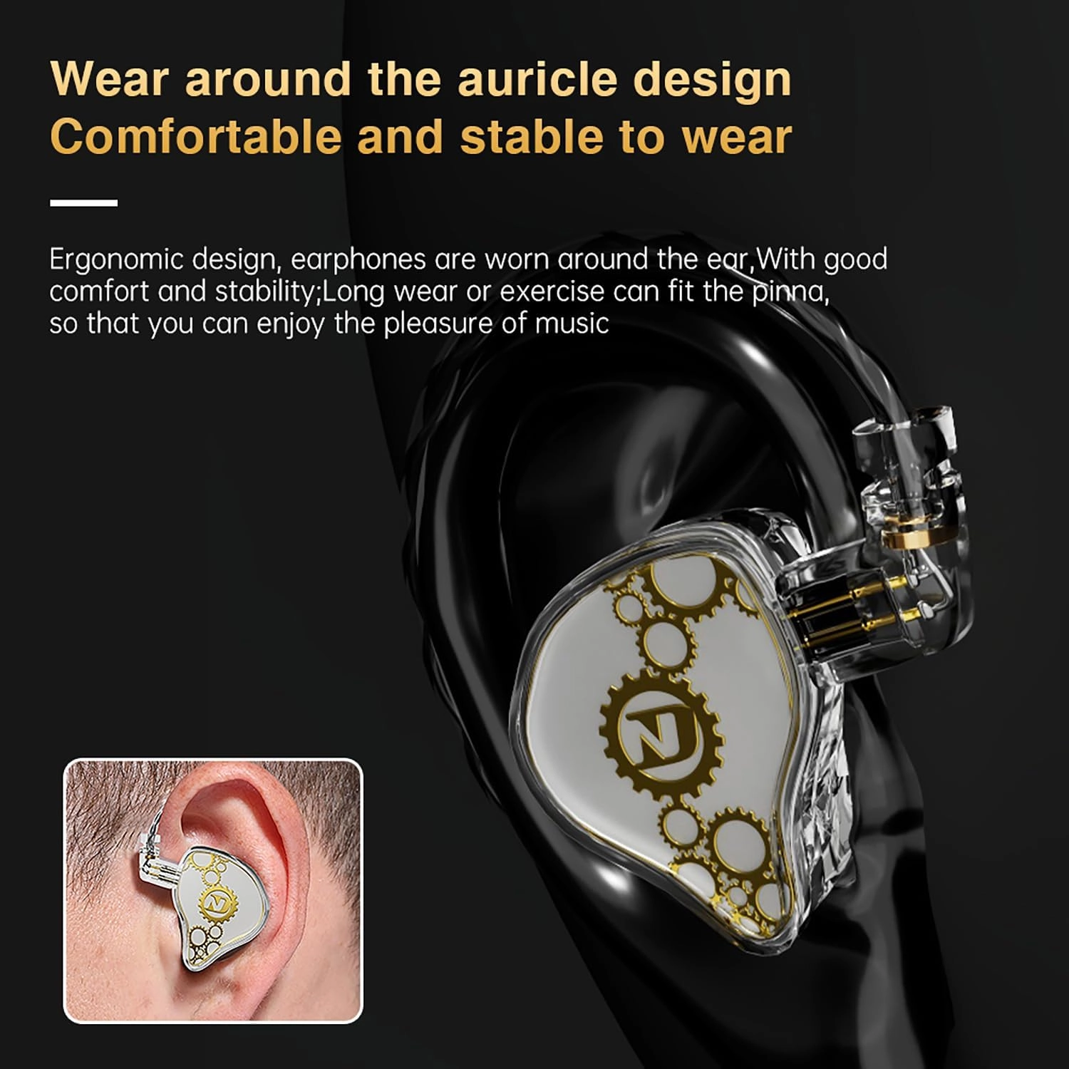 ND Venus in Ear Monitor Headphones, 10mm Double Magnetic Dynamic Driver IEM Earphones, HiFi Wired Gaming Earbuds, 2 Pin Detachable Cable (with Mic, Blue, 3.5mm Plug)