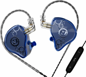 ND Venus in Ear Monitor Headphones, 10mm Double Magnetic Dynamic Driver IEM Earphones, HiFi Wired Gaming Earbuds, 2 Pin Detachable Cable (with Mic, Blue, 3.5mm Plug) in-ear monitors,hi-fi IEMs,studio earphones,