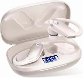NDO Wireless Bluetooth Earbuds with Deep Bass 13mm Drivers, Over-Ear Secure Fit, IPX5 Waterproof, Type-C Charging, Bluetooth 5.3 Headphones for Music, Gym, Running TWS earbuds,compact wireless buds,Bluetooth ear tips,