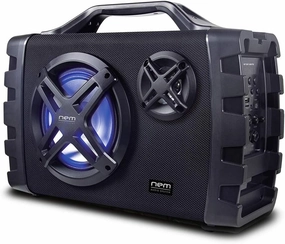 NEM Mobi7e Portable Wireless Bluetooth High Performance Stereo Speaker Extra Bass, USB Recording, Rechargeable Battery, AUX and TF Card Input, FM Radio, MP3, Mic and Guitar Input, LED Lights (Black) hi-res portable player,digital audio player,DAP lossless,