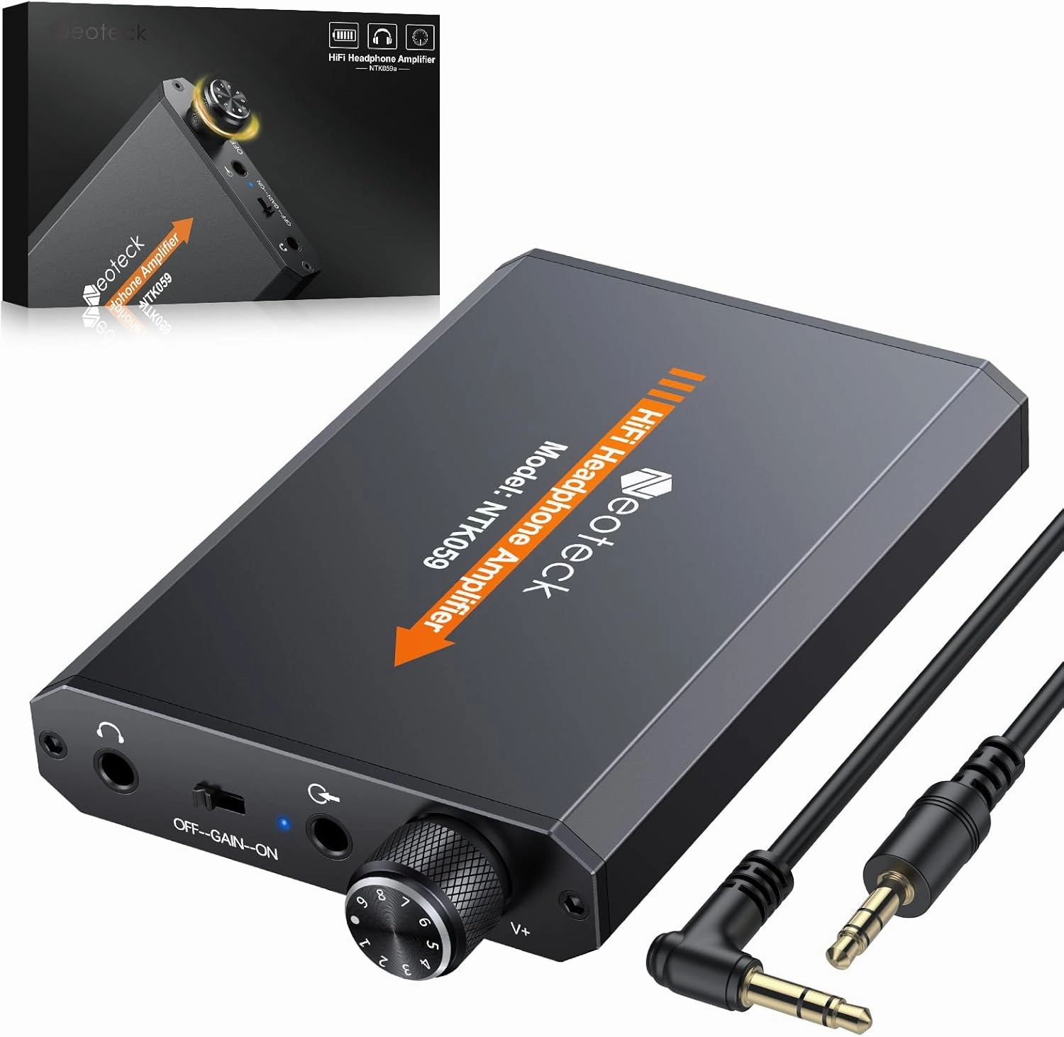 Neoteck Portable 3.5mm Headphone Amplifier Two-Stage Gain Switch, 16-150 Ohm, Aluminum Matte Surface headphone amplifier,portable amp,desktop headphone amp,
