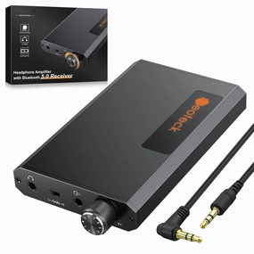Neoteck Portable 3.5mm Headphone Amplifier with Bluetooth 5.0 Receiver, Two-Stage Gain Switch, 16-300 Ohm HiFi Earphone Amp, Aluminum Matte Surface headphone amplifier,portable amp,desktop headphone amp,