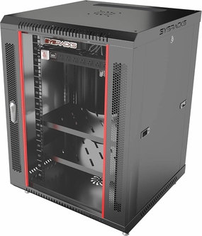 Network Data Cabinet - 15U Rack Mount - Wall Mount IT Rack - Locking - Server Rack - 18-Inch deep Data Rack - Server Rack Cabinet with POWERBAR/Fan/Shelf/FEET/for Servers - A/V  Equipment equipment cabinet,AV gear cabinet,component enclosure,