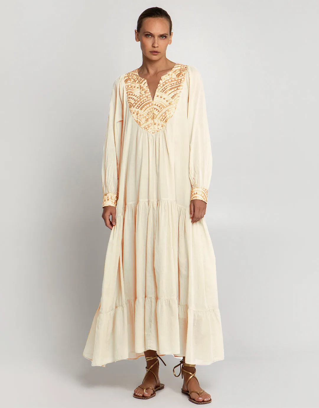 New Triangle Maxi Dress - Natural and Gold