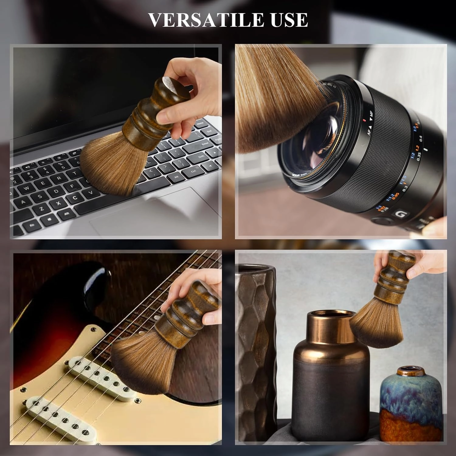 NiHome Vinyl Record Cleaning Brush, Anti-Static Soft LP Record Cleaner, Vinyl Dust Remover Brush with Ultra-Fine Fiber Bristles, Safe for Vinyl LP CD Album Care, Retro Design with Beech Wood Handle