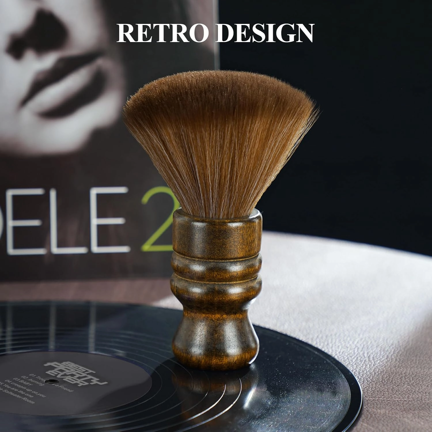 NiHome Vinyl Record Cleaning Brush, Anti-Static Soft LP Record Cleaner, Vinyl Dust Remover Brush with Ultra-Fine Fiber Bristles, Safe for Vinyl LP CD Album Care, Retro Design with Beech Wood Handle