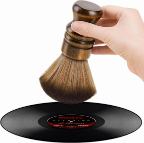 NiHome Vinyl Record Cleaning Brush, Anti-Static Soft LP Record Cleaner, Vinyl Dust Remover Brush with Ultra-Fine Fiber Bristles, Safe for Vinyl LP CD Album Care, Retro Design with Beech Wood Handle record cleaning kit,vinyl cleaner,stylus brush set,