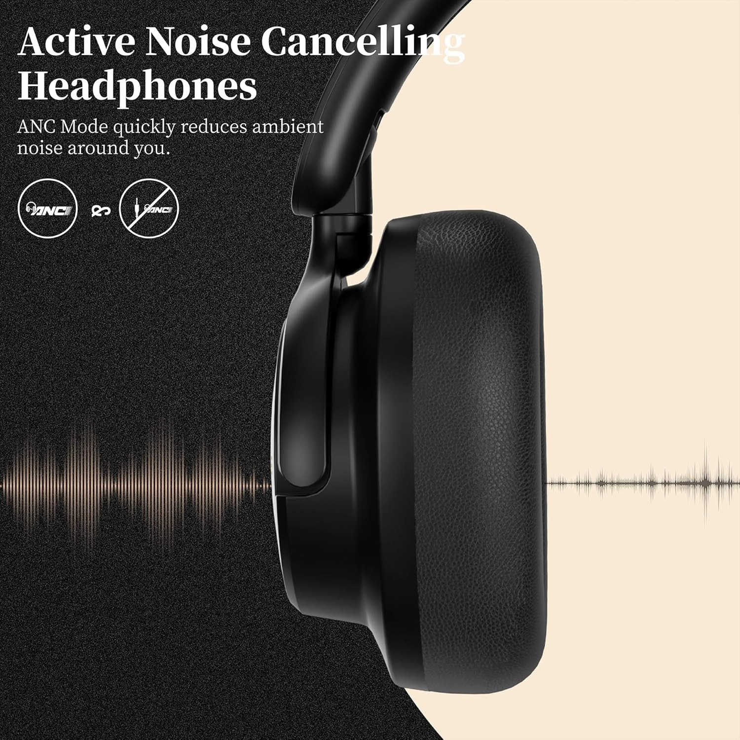 Noise Cancelling Headphones, Bluetooth Headphone Over The Ear Headset Wireless Bluetooth with Mic, 80H Playtime, Deep Bass, Comfort Fit, Portable Lightweight Headphones for Travel, Home