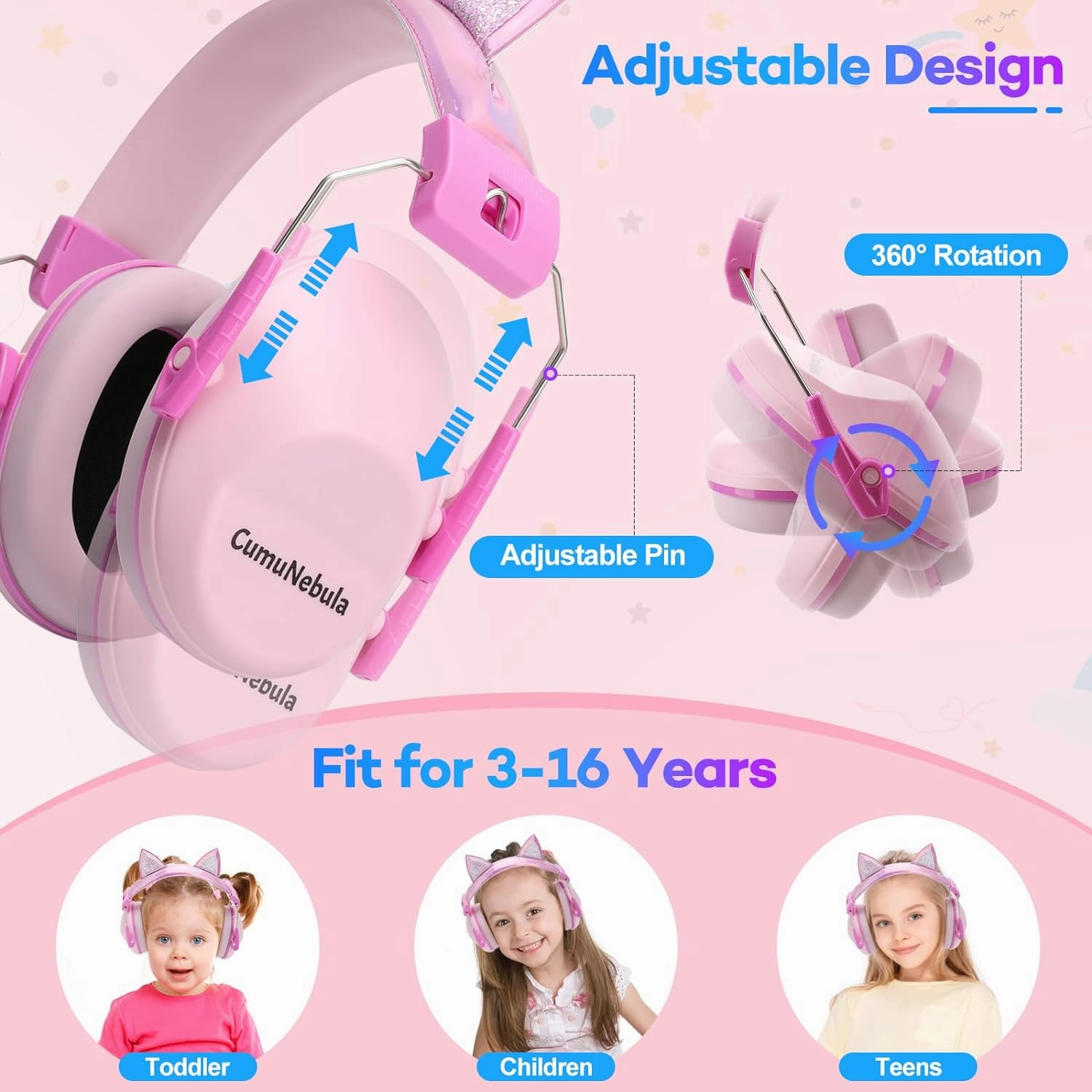 Noise Cancelling Headphones for Kids 28 dB, Noise Reduction Ear Muffs Kids Ear Protection for 3-16 Years