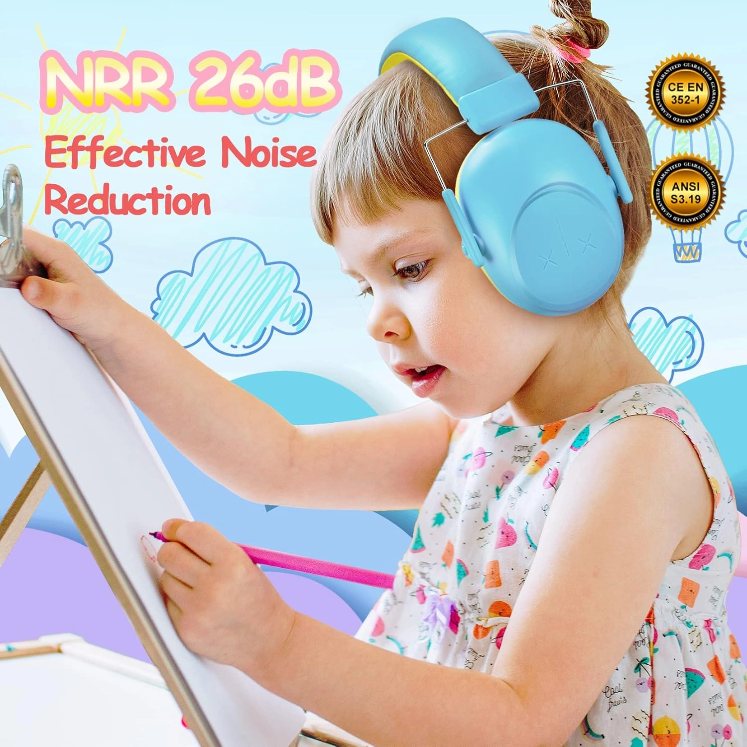 Noise Cancelling Headphones for Kids, SNR 28dB Kid Ear Protection EarMuffs, Kids Noise Cancelling Ear Protection Headphones for Autism, Baby Hearing Protection Earmuffs
