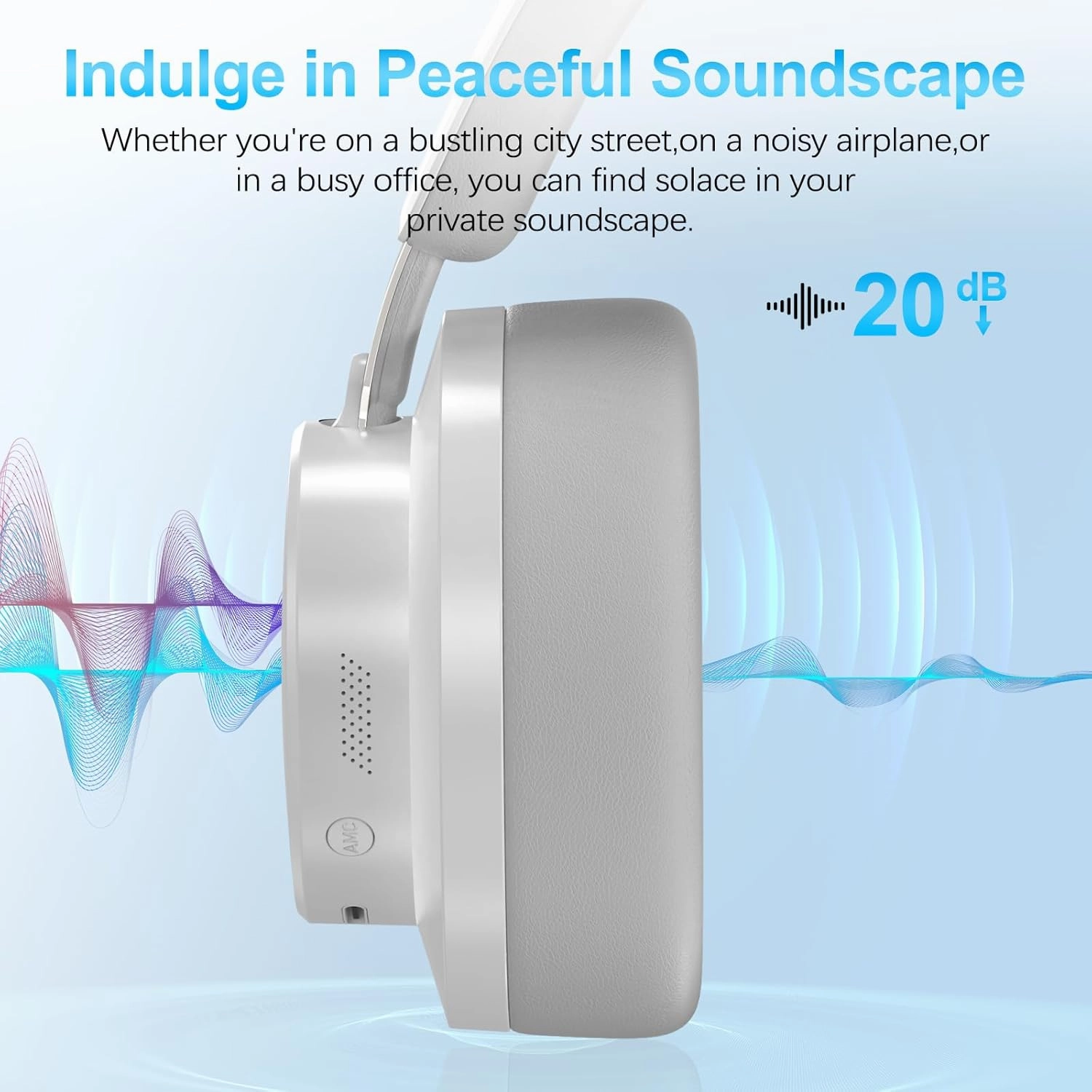Noise Cancelling Headphones Wireless Bluetooth, Over Ear Headphone Bluetooth with Microphone, Cancelling Wireless Headphones Over Ear, 65h Playtime, Clear Calls, Comfort Fit for Travel (Grey)