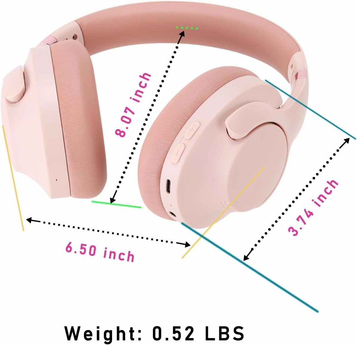 Noise Cancelling Headphones Wireless Over Ear, 50 Hours Playtime, Bluetooth 5.4 Headphones, Music & Gaming Headphone with Microphone, HiFi Stereo, Deep Bass, Soft Earpads for Cellphone/PC
