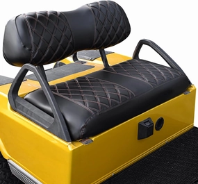 NOKINS Golf Cart Club Car DS 2000.5-Up Diamond Seat Covers Kit, Fits Club Car DS OEM Standard Front Seat Cushion, Golf Cart Vinyl Seat Cover, No Nails Required (Black and Brown Stitching) vinyl accessories,turntable parts,record player tools,
