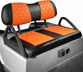 NOKINS Golf Cart Club Car DS 2000.5-Up Diamond Seat Covers Kit, Fits Club Car DS OEM Standard Front Seat Cushion, Golf Cart Vinyl Seat Cover, No Nails Required(Orange and Black) vinyl accessories,turntable parts,record player tools,