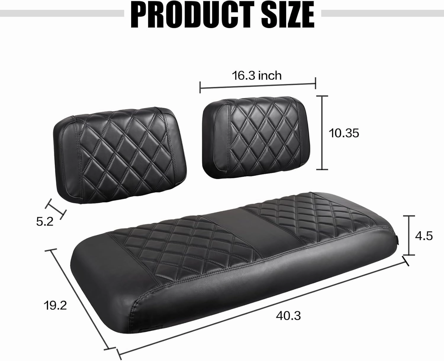 NOKINS Golf Cart Seat Covers Fit Club Car DS Pre-2000 OEM Ordinary Seats Only,Golf Cart Leather Diamond Replacement Front Seat Cover No Stapler Required/Anti-Fading/Anti-Scratch