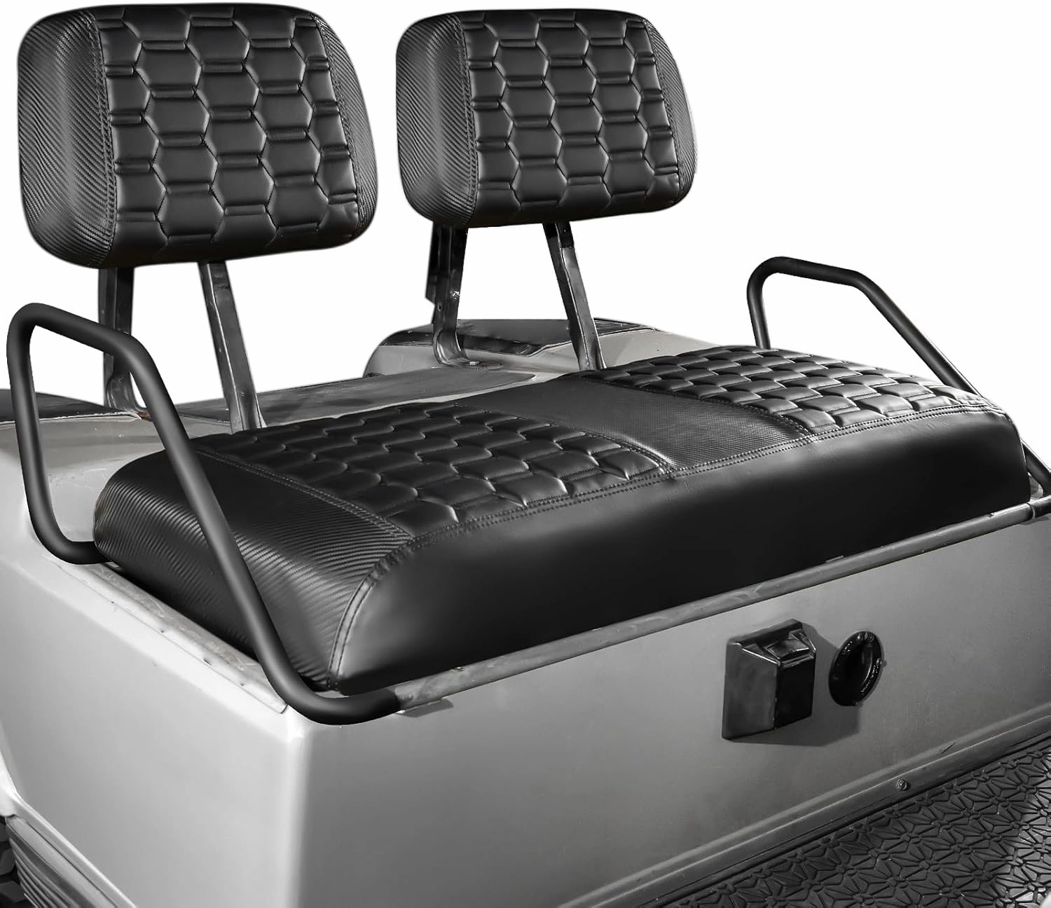 NOKINS Golf Cart Seat Covers, Fit for Club Car DS Pre-2000 OEM Standard Front Seat Cushions, Golf Cart Accessories Vinyl Diamond Front Seat Covers, No Stapler(Carbon Fiber Black&Black) vinyl accessories,turntable parts,record player tools,
