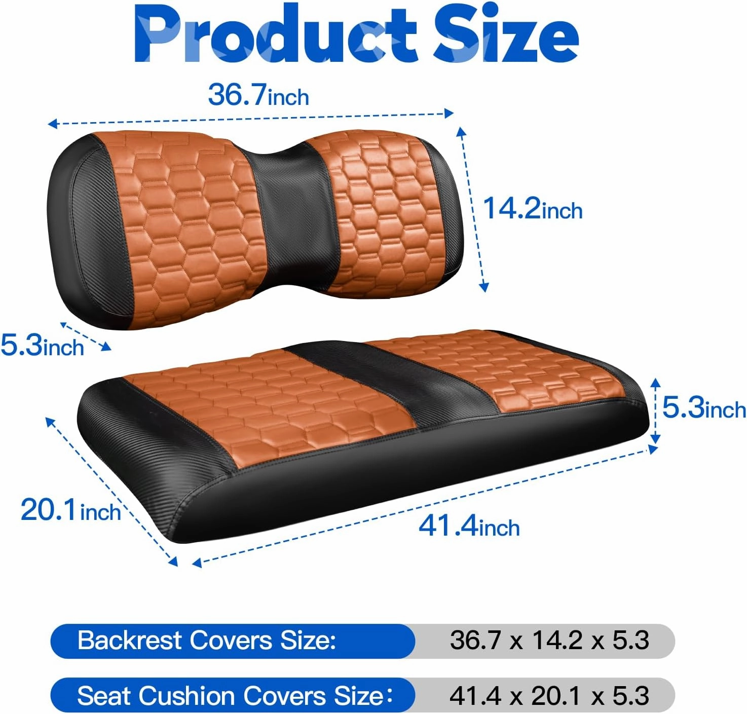 NOKINS Golf Cart Seat Covers, Fit for YAMAHA/G29/Drive2 OEM Standard Front Seat Cushion, Yamaha Accessories Vinyl Seat Covers, No Nails Required (Carbon Fiber Dark Brown&Black)