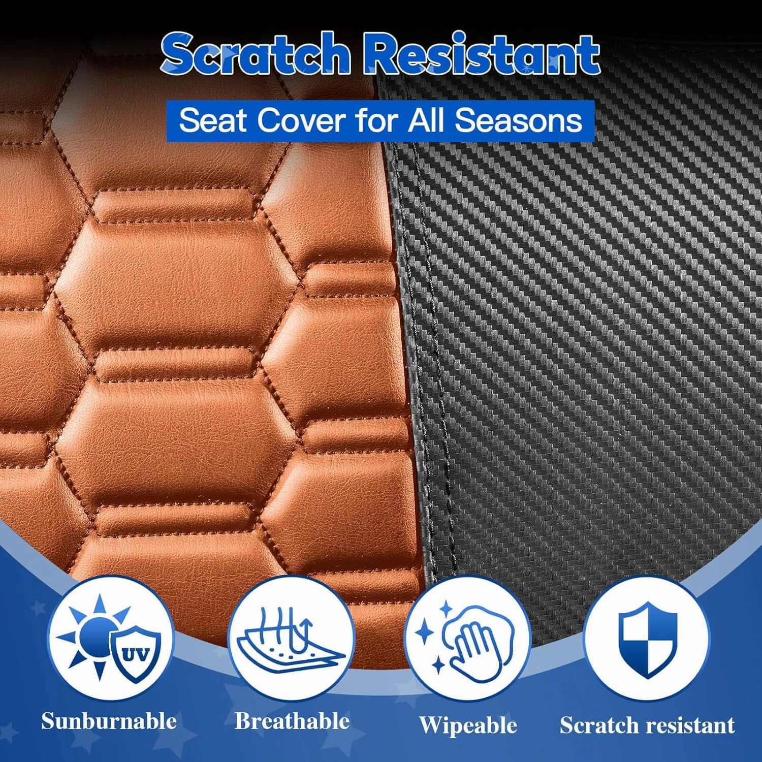 NOKINS Golf Cart Seat Covers, Fit for YAMAHA/G29/Drive2 OEM Standard Front Seat Cushion, Yamaha Accessories Vinyl Seat Covers, No Nails Required (Carbon Fiber Dark Brown&Black)