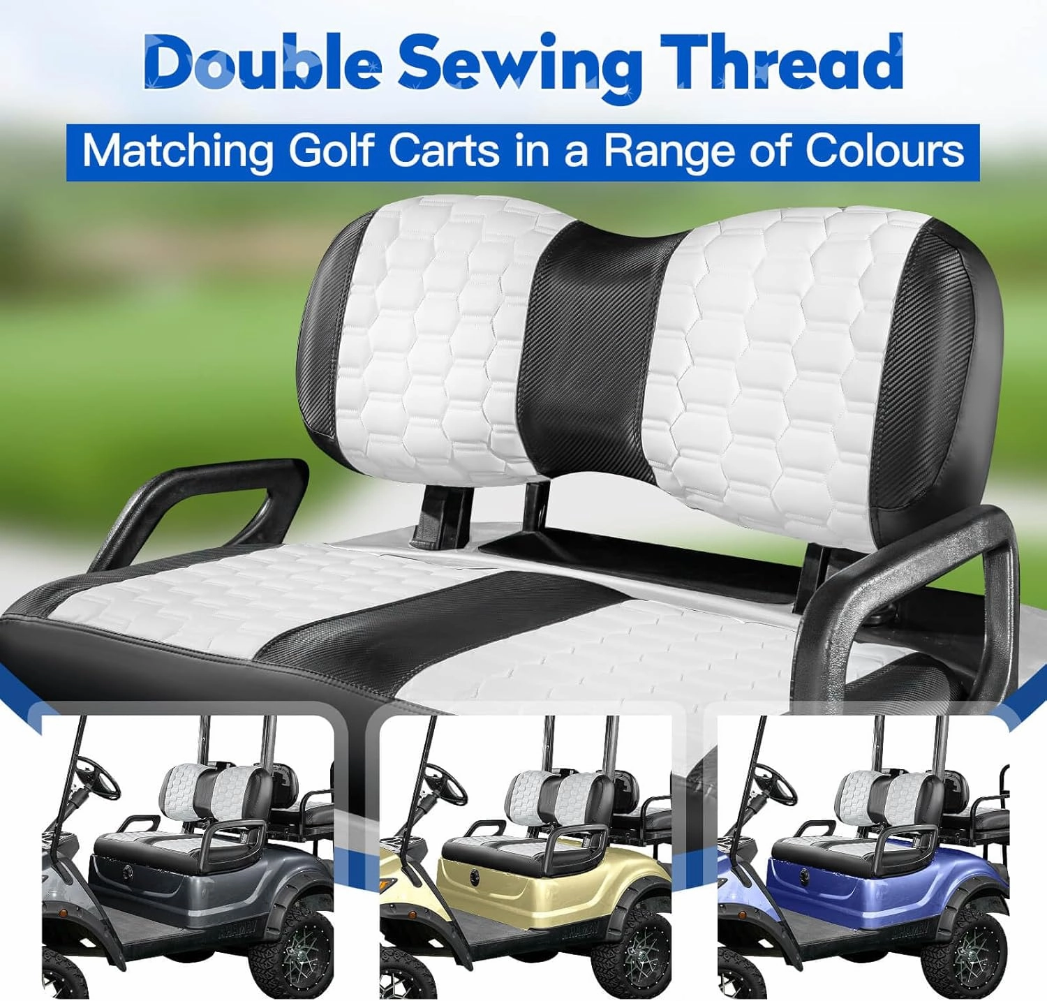 NOKINS Golf Cart Seat Covers, Fit for YAMAHA/G29/Drive2 OEM Standard Front Seat Cushion, Yamaha Accessories Vinyl Seat Covers, No Nails Required (Carbon Fiber White and Black)
