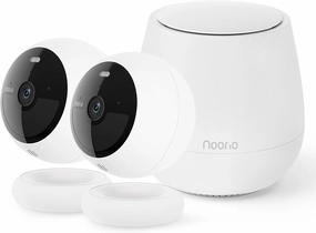 Noorio B200 2-Cam Kit with Hub, Wireless Security Camera System for Home, Indoor/Outdoor 1080p Cameras, Battery Powered, Motion Activated, Color Night Vision, Compatible with Alexa smart audio hub,voice control speaker,Alexa compatible audio,