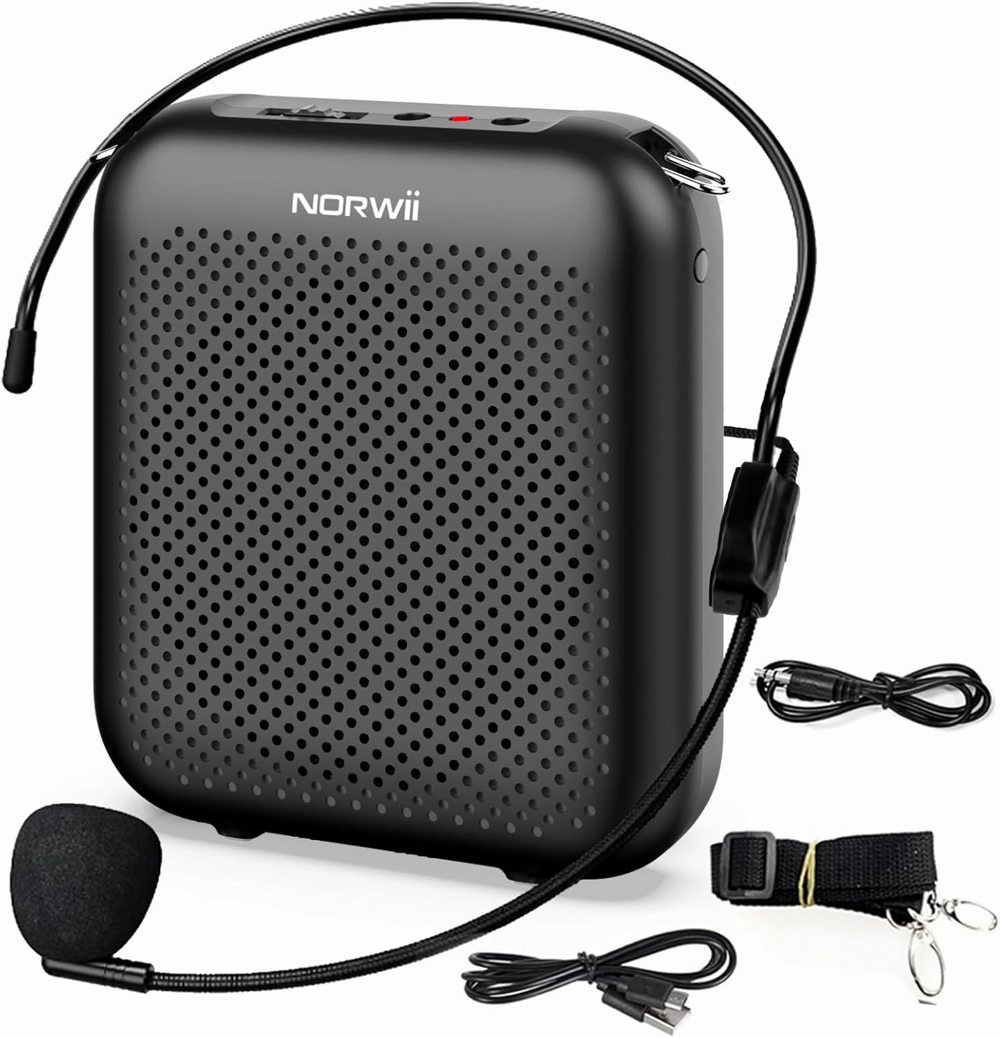 NORWII Voice Amplifier Wired Mini Portable Rechargeable with Personal Wired Microphone for Teachers, Classroom, Presentation, Tour Guides, Meeting, Coaches. Black power amplifier,stereo amp,hi-fi power amp,