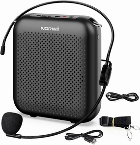 NORWII Voice Amplifier Wired Mini Portable Rechargeable with Personal Wired Microphone for Teachers, Classroom, Presentation, Tour Guides, Meeting, Coaches. Black power amplifier,stereo amp,hi-fi power amp,