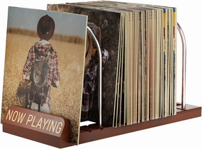 Now Playing Vinyl Record Stand, 50 LP Vinyl Record Storage with Non-slip Grooves, Wood Now Spinning Vinyl Record Holder for Albums Magazine Rack Magazine Organizer Record Display, Gift Package vinyl storage,record holder,LP organizer,