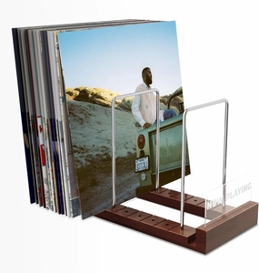 Now Playing Vinyl Record Stand - 50 LP Storage & Album Display,Solid Wood Record Holder with Non-Slip Grooves & Anti-Scratch Pads, Magazine Rack Organizer, Gift Ready vinyl storage,record holder,LP organizer,