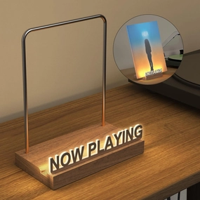 Now Playing Vinyl Record Stand, Light Up Vinyl Record Display Stand, Holder for Album Display Storage, Warm White Light with Fingerprint-Proof Acrylic Letters (Silver letters) vinyl storage,record holder,LP organizer,