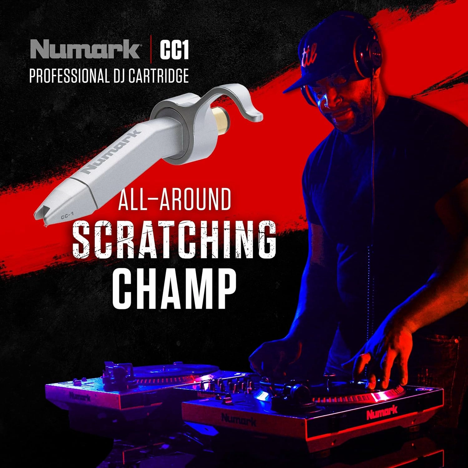 Numark CC-1 | Premium, Ultra-Robust DJ Cartridge (Headshell & Stylus) for Turntables - Perfect for Mixing & Scratching