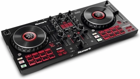 Numark Mixtrack Platinum Serato Control, DJ Mixer, Built-in Audio Interface, FX Paddles, 4 Decks   Jog Wheel Displays mixer console,audio mixing desk,DJ console,