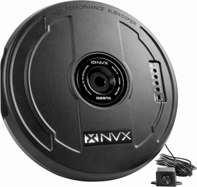 NVX QBSTA 900W Max (300W RMS) 11" Powered Spare Tire Subwoofer Box with Built-in Amp and Remote Bass Knob, Easy to Install in Cars audiophile subwoofer,active subwoofer,low frequency speaker,