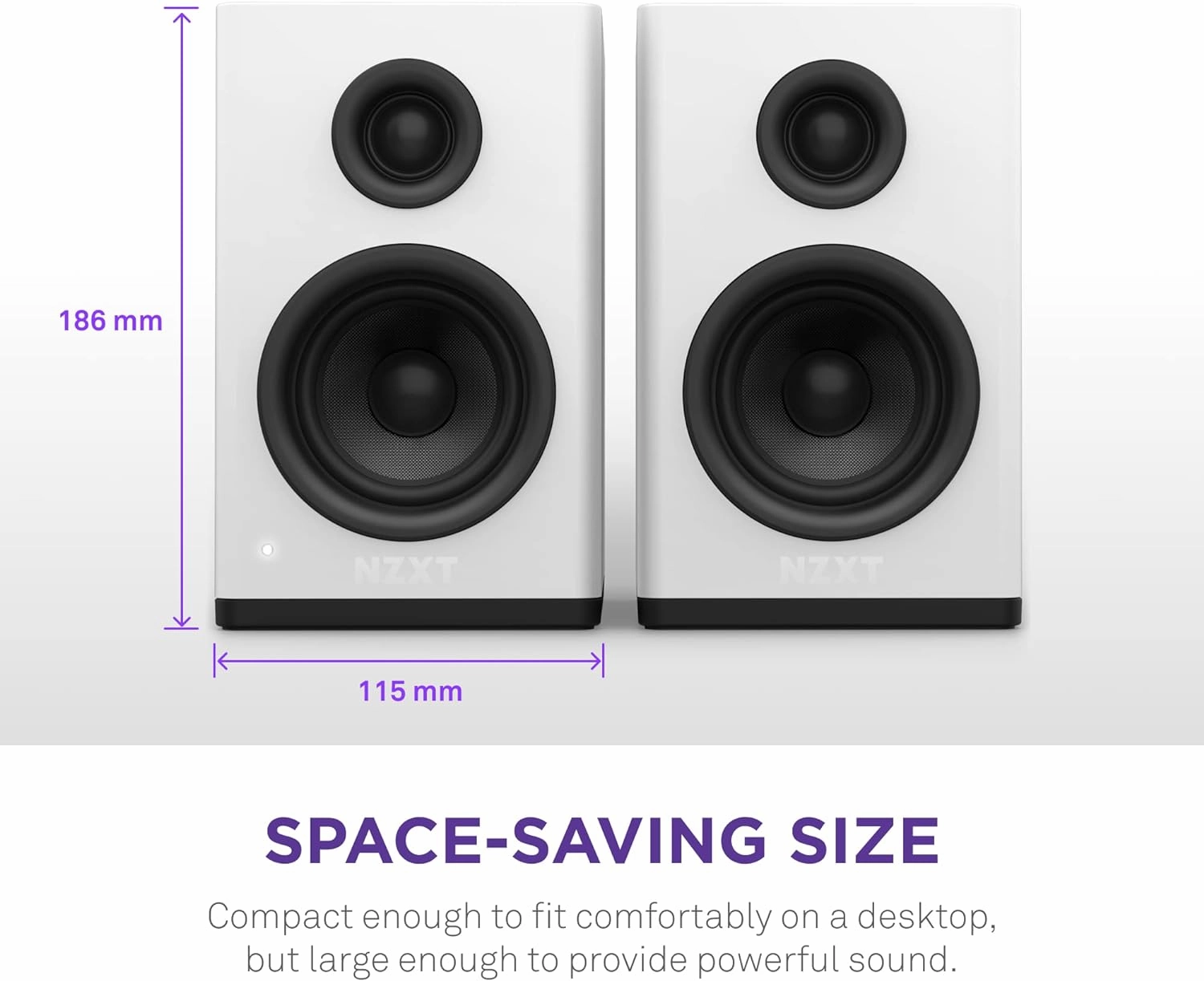 NZXT Relay PC Gaming Desktop Speakers - AP-SPKW2-US - Bookshelf-Style Design - 80 Watts - High Dynamic Range - Silk Dome Tweeters - Glass Fiber Woofers - White