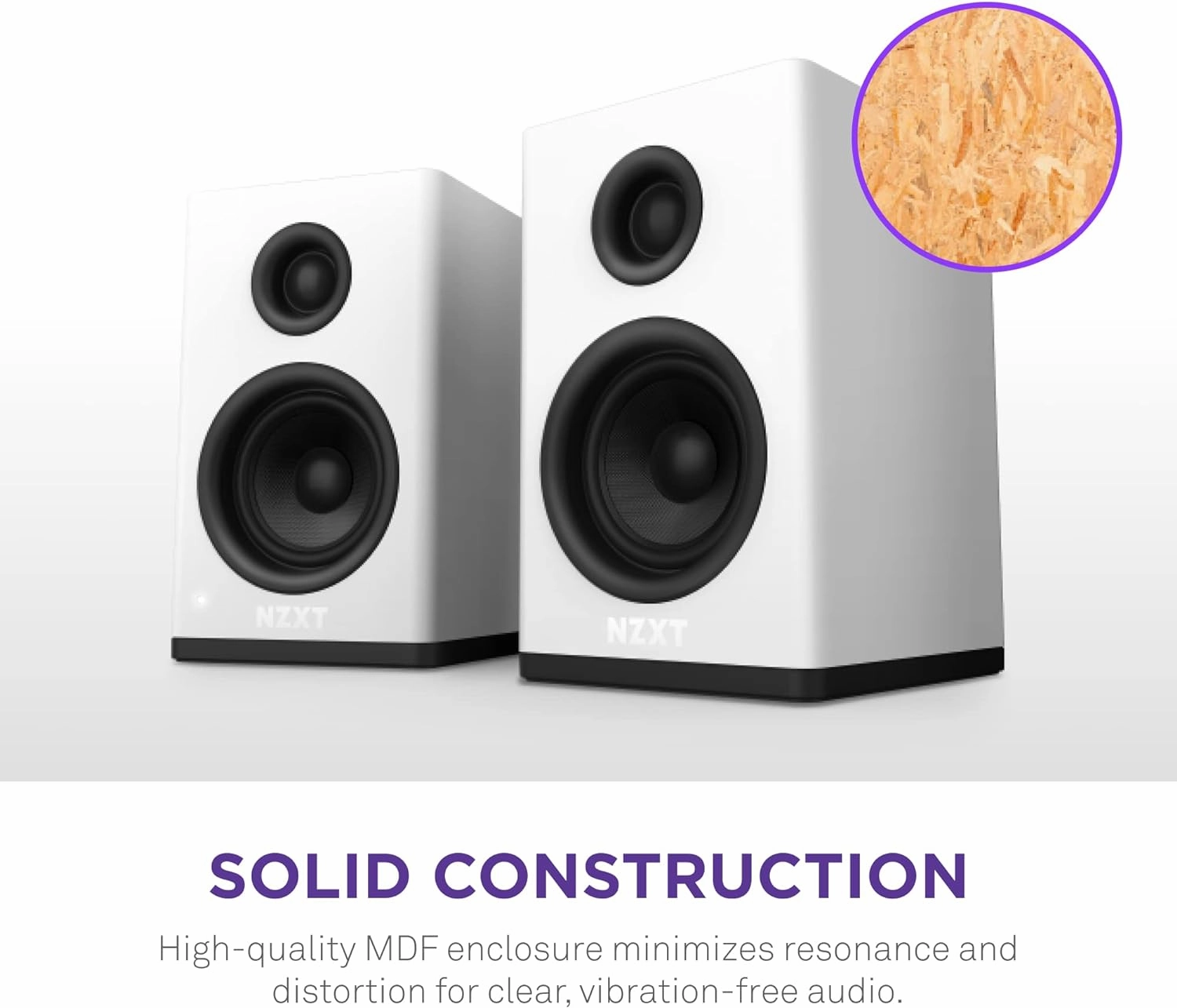 NZXT Relay PC Gaming Desktop Speakers - AP-SPKW2-US - Bookshelf-Style Design - 80 Watts - High Dynamic Range - Silk Dome Tweeters - Glass Fiber Woofers - White