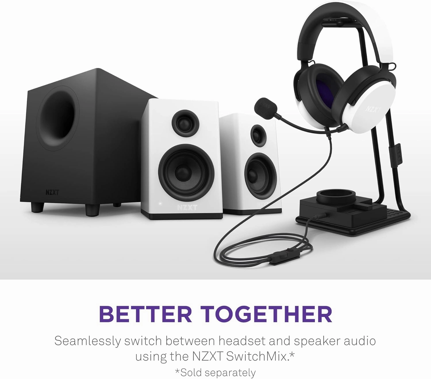 NZXT Relay PC Gaming Desktop Speakers - AP-SPKW2-US - Bookshelf-Style Design - 80 Watts - High Dynamic Range - Silk Dome Tweeters - Glass Fiber Woofers - White