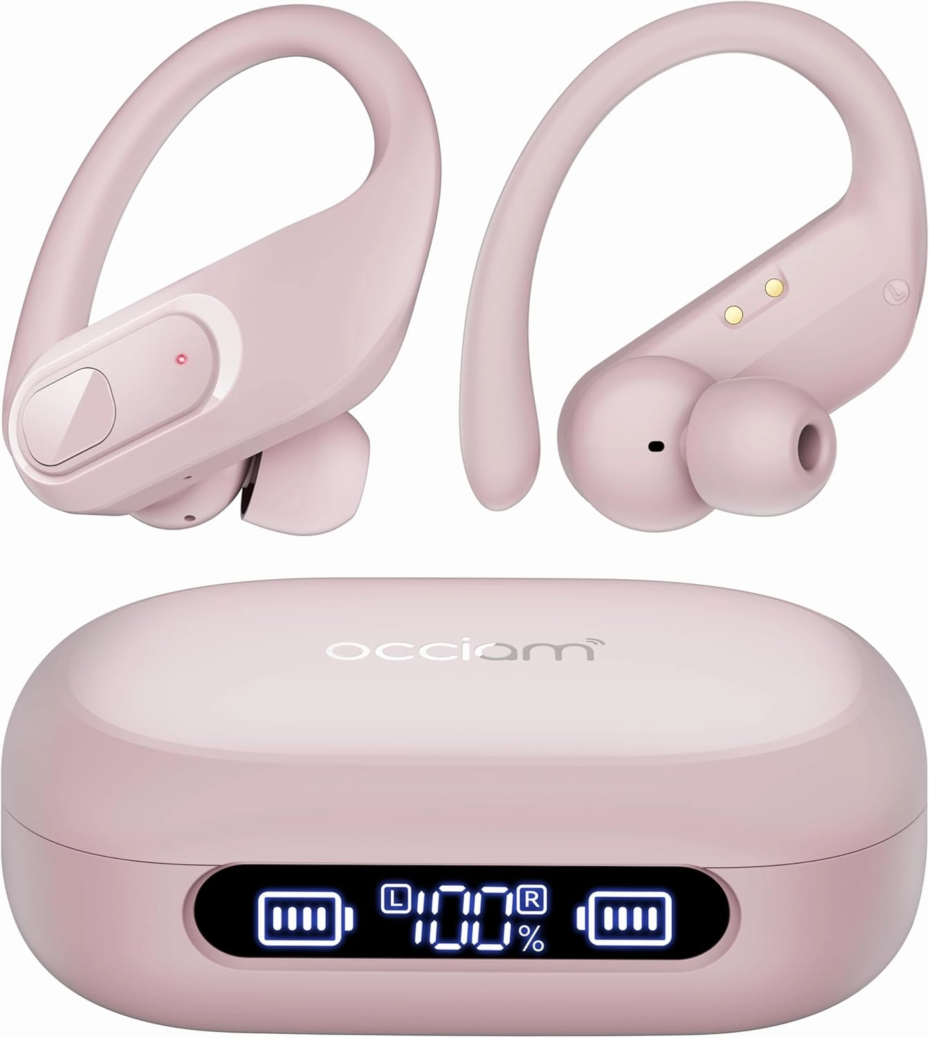 occiam ANC Noise Cancelling Wireless Earbuds Over-Ear Bluetooth Headphones 96Hrs Playback with Earhooks Microphone Sport Ear Buds for iPhone and Android noise cancelling headphones,ANC headphones,travel headphones,