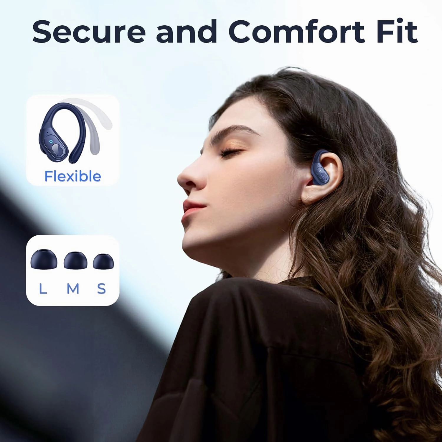 occiam Wireless Earbuds Bluetooth 5.3 Sport Headphonese with LED Charging Case, 90H Playback Sweatproof Over Ear Running Ear Buds with Earhooks Workout Earphones for iOS Android,Deep Blue