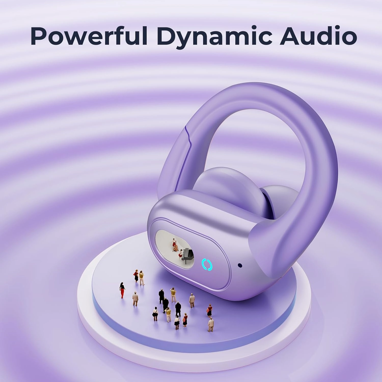occiam Wireless Earbuds Bluetooth 5.3 Sport Headphonese with LED Charging Case, 90H Playback Sweatproof Over Ear Running Ear Buds with Earhooks Workout Earphones for iOS Android,Purple