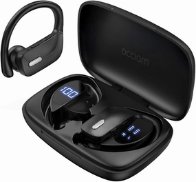 occiam Wireless Earbuds Bluetooth Headphones 48H Play Back Earphones in Ear Waterproof with Microphone LED Display for Sports Running Workout Black TWS earbuds,compact wireless buds,Bluetooth ear tips,