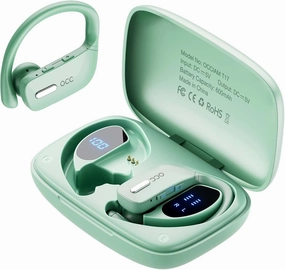 occiam Wireless Earbuds Bluetooth Headphones 48H Play Back Earphones in Ear Waterproof with Microphone LED Display for Sports Running Workout Green wireless earbuds,Bluetooth earphones,true wireless stereo,