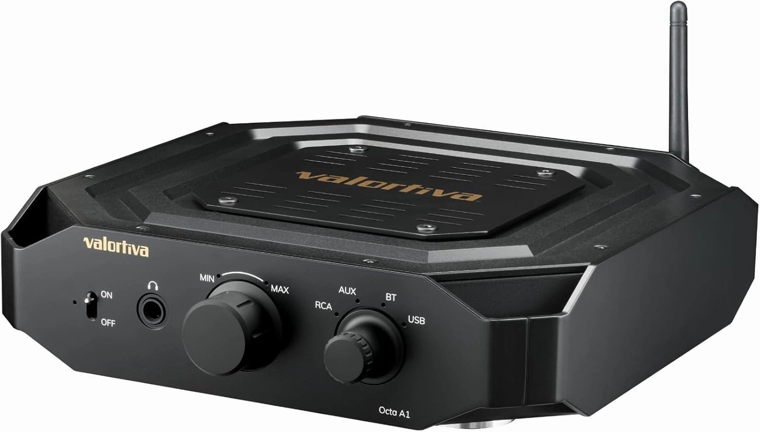 Octa A1 Stereo Integrated Amplifier | BT, RCA, AUX, USB Inputs | Subwoofer, Headphone Outputs | 2.1 Channel 35W HiFi Amp for Modern Home Audio System (Midnight Black) integrated amplifier,stereo receiver,hi-fi amp combo,