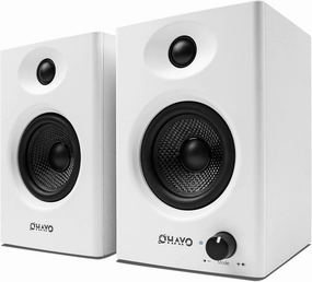 OHAYO 60W Computer Speakers for Gaming and Music, Active Bluetooth 5.3, Stereo 2.0 Speakers for Desktop PC Monitor or Laptop, Surround Sound Speaker, 3.5 mm Aux RCA Input, USB-Powered, 1 Pair, White floorstanding speakers,tower speakers,stereo floor speake