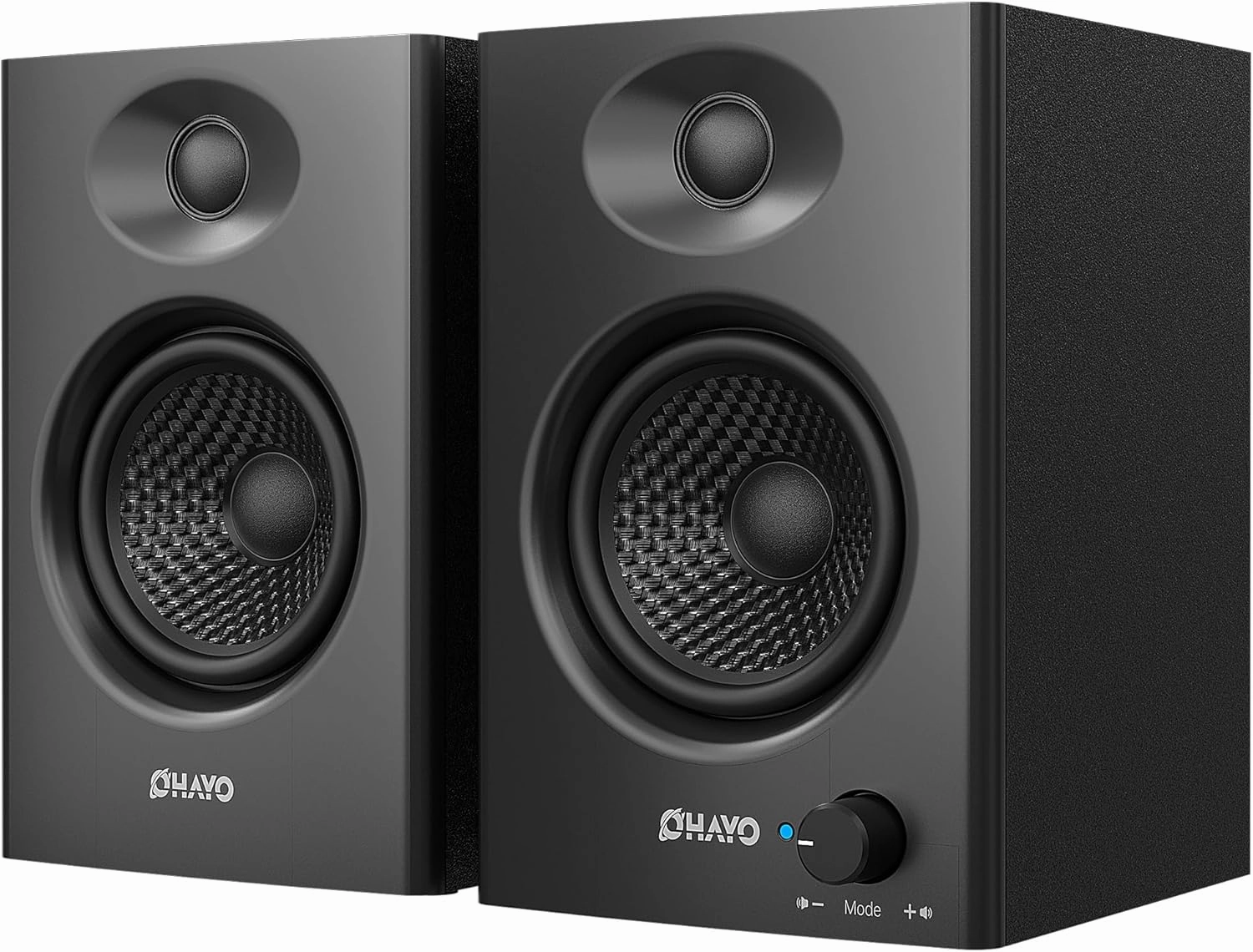 OHAYO 60W Computer Speakers for Music and Gaming, Active Bluetooth 5.3, Stereo 2.0 Speakers for Desktop PC or Laptop, 3.5mm Aux RCA Input, USB-Powered, 1 Pair, Black bookshelf speakers,compact stereo speakers,hi-fi shelf speakers,