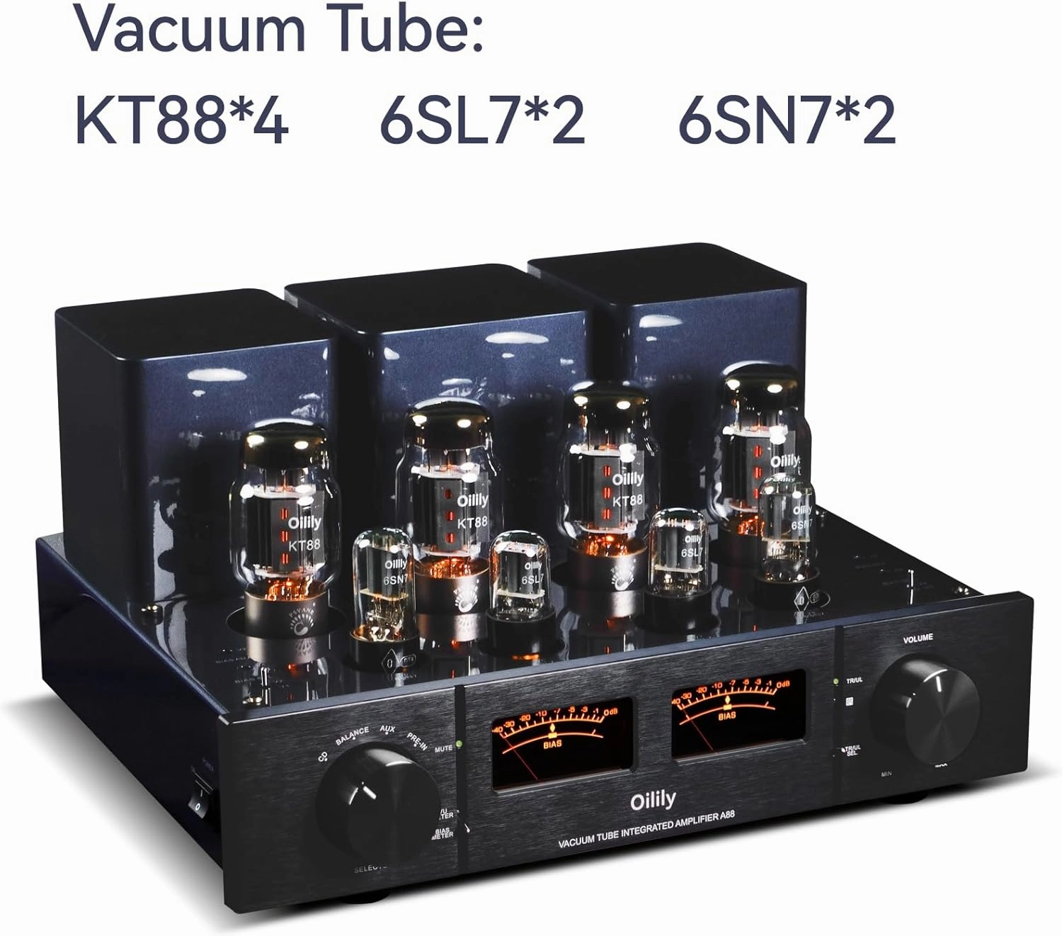 Oilily A88 KT88 X4 Tube Amplifier, 45W 45W Class AB, Vacuum Tube Integrated Amplifierwith Triode & Ultra-Linear Mode, High-Fidelity Sound for Audiophiles (Black),A Gift for Father's Day