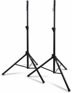 On-Stage SSP7900 All-Aluminum Speaker Stand Pack (Pair of Folding, Portable Stands, Tripod Base, Carry Bag, Height Adjustable, Nonslip Rubber Feet, 1 3/8 Mounting Poles, 1 1/2 Adapters, Black) speaker stands,monitor stands,floor speaker holders,
