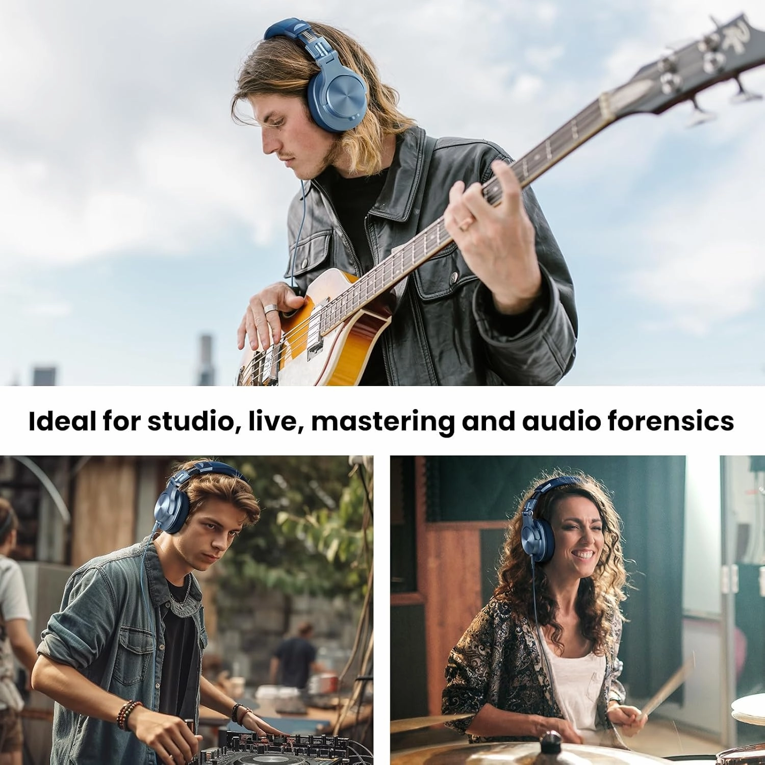 OneOdio A71 Hi-Res Studio Recording Headphones - Wired Over Ear Headphone with SharePort, Monitoring Mixing Foldable Headset with Stereo Sound, 3.5/6.35MM Jack for PC Computer DJ Guitar-Sky Blue
