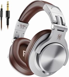 OneOdio A71 Hi-Res Studio Recording Headphones - Wired Over Ear Headphones with SharePort, Monitoring Mixing Foldable Headset with Stereo Sound, 3.5/6.35MM Jack for PC Computer DJ Guitar-Silver over-ear headphones,closed back headphones,wireless studio can