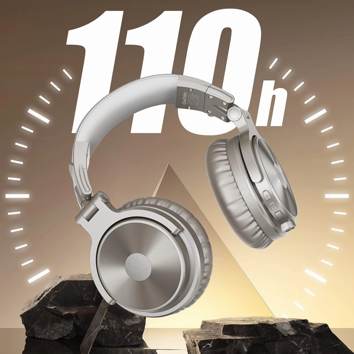 OneOdio Bluetooth Over Ear Headphones, 110 Hrs Wireless/Wired Stereo Sound Foldable Headsets with Deep Bass 50mm Neodymium Drivers for PC/Phone/Tablet - Studio Wireless Pro C, Champagne Gold