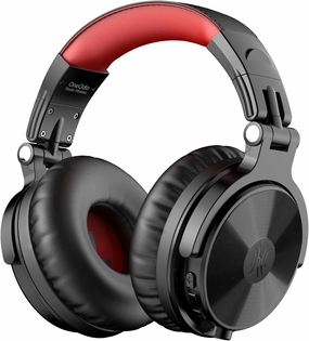OneOdio Bluetooth Over Ear Headphones, 110 Hrs Wireless/Wired Stereo Sound Foldable Headsets with Deep Bass 50mm Neodymium Drivers for PC/Phone/Tablet - Studio Wireless Pro C, Red over-ear headphones,closed back headphones,wireless studio cans,