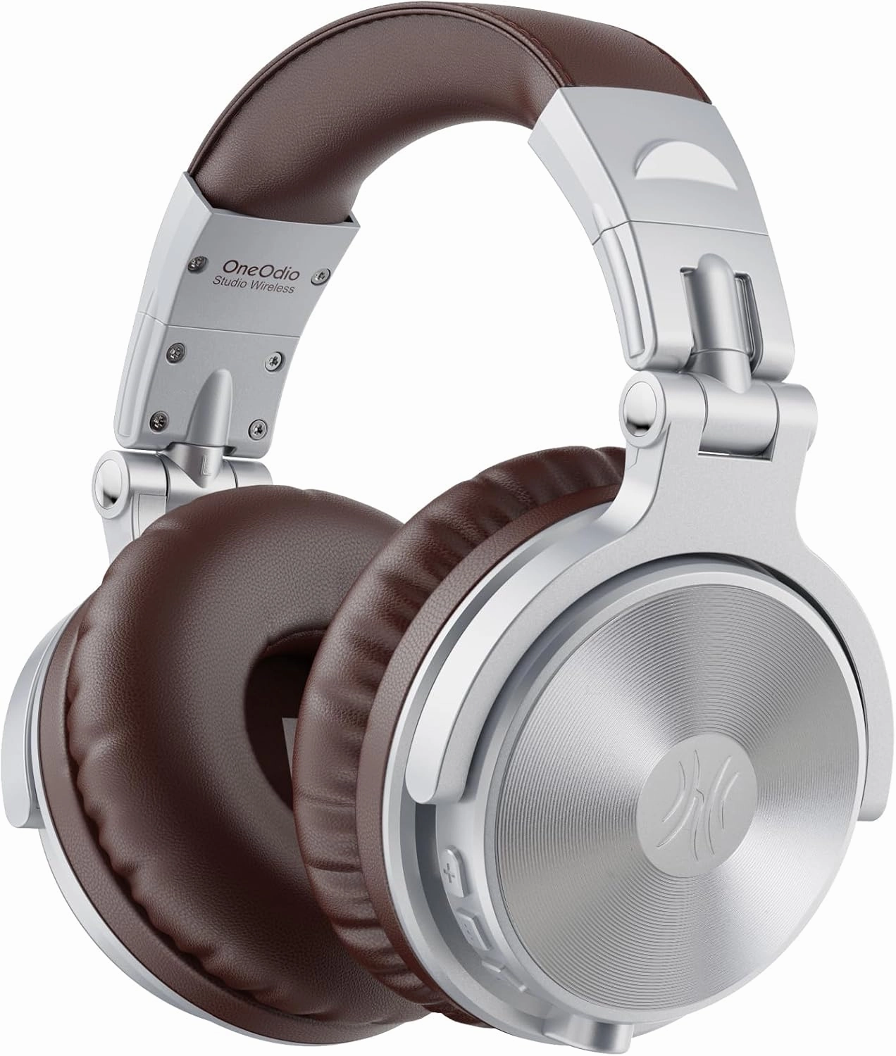 OneOdio Bluetooth Over Ear Headphones, 110 Hrs Wireless/Wired Stereo Sound Foldable Headsets with Deep Bass 50mm Neodymium Drivers for PC/Phone/Tablet - Studio Wireless Pro C, Silver over-ear headphones,closed back headphones,wireless studio cans,